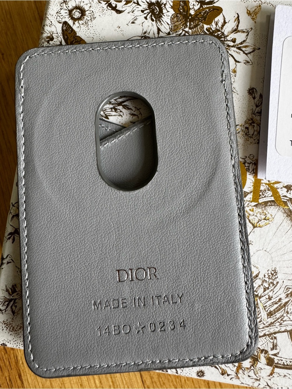 Dior Gray Leather Card Sleeve with Cutout - Picture 2 of 4